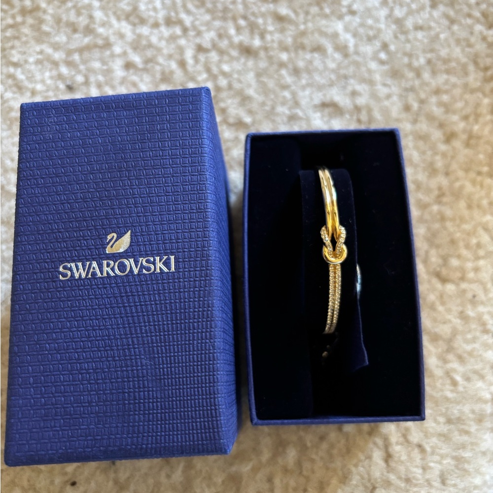 NIB Swarovski Gold Voile Bangle Sz M